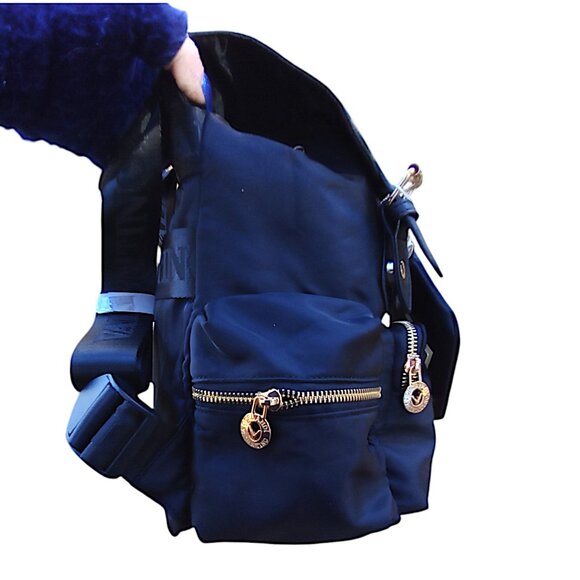 Valentino Orlandi NEW Black Vinyl & Vegan Leather Backpack & Zip Pouc… - Picture 5 of 14